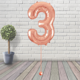 Large Rose Gold Number 3 Balloon