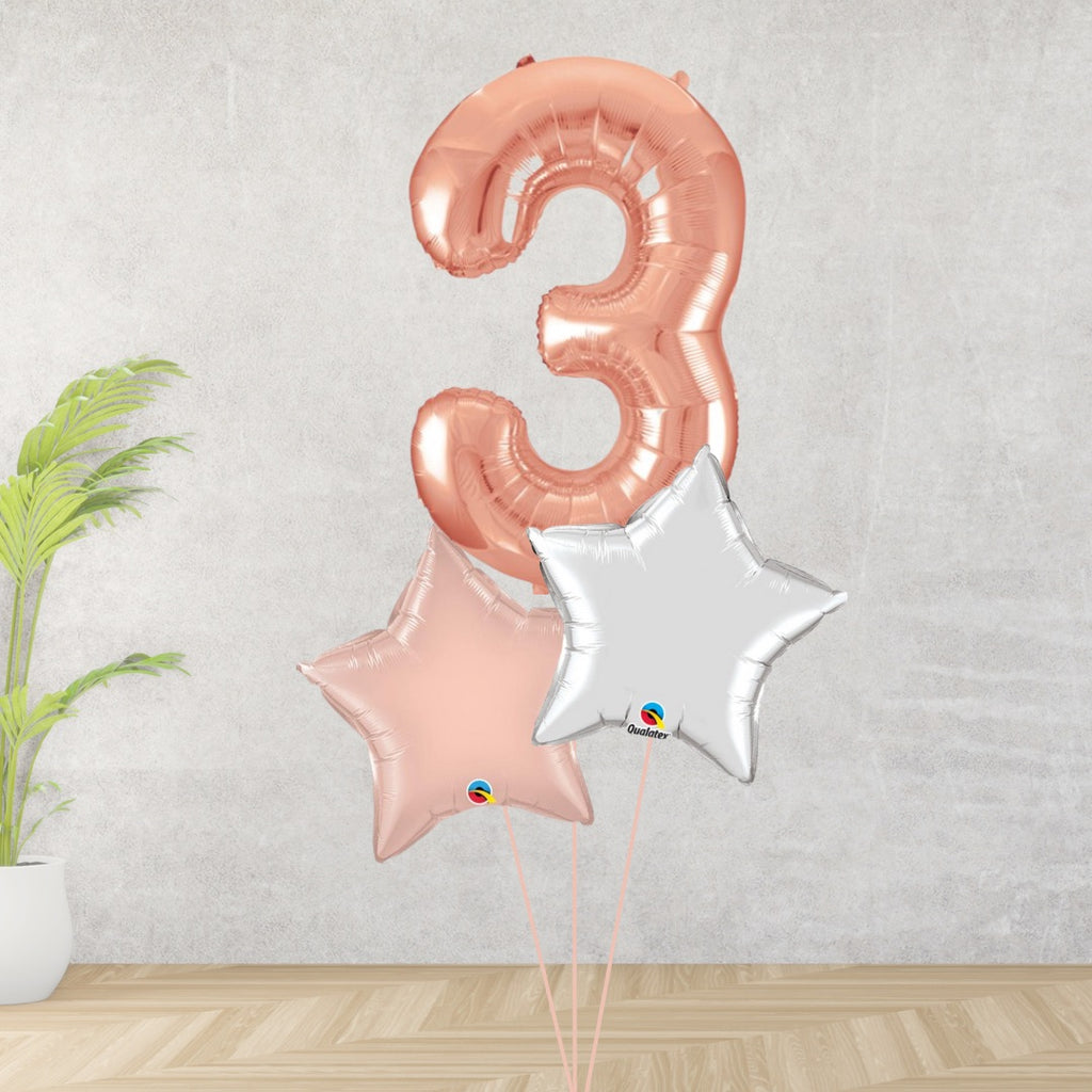 Large Rose Gold Number 3 Bouquet