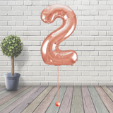 Large Rose Gold Number 2 Balloon