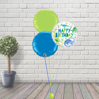 Dinosaur Blue & Green Birthday Balloon Cluster