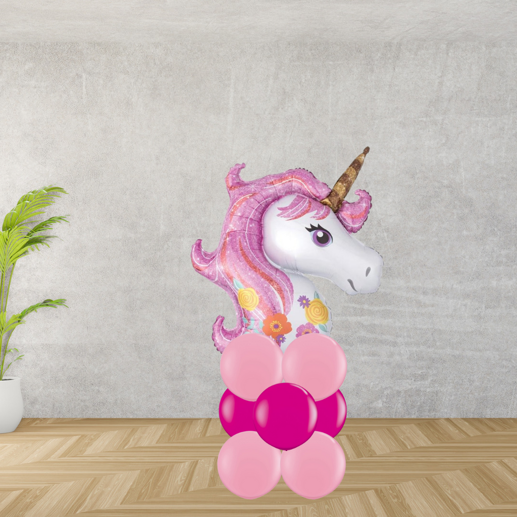 Floor Standing Pastel Unicorn Large Balloon Stack