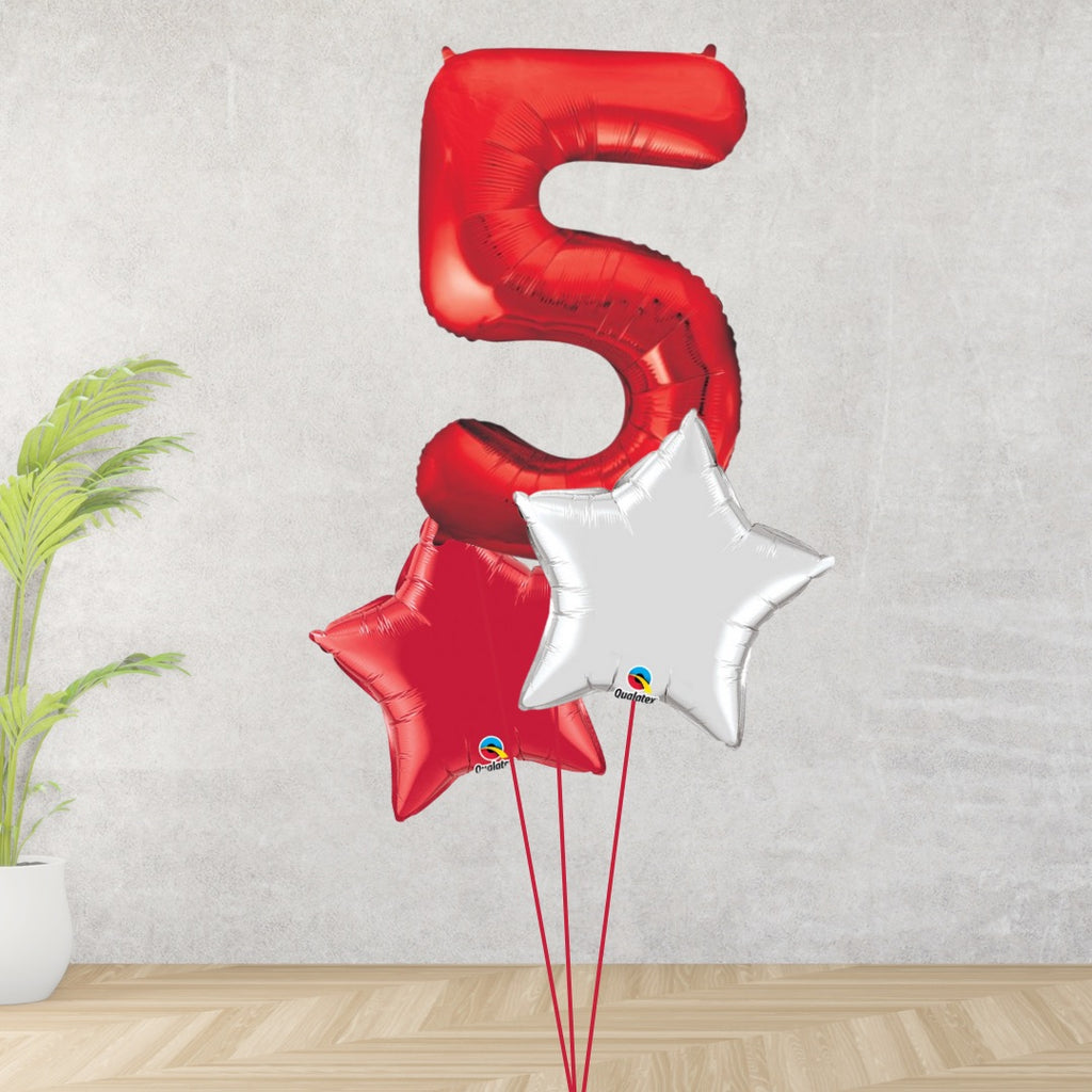 Large Red Number 5 Bouquet