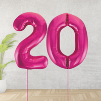 Large Pink Age 20 Number Balloons