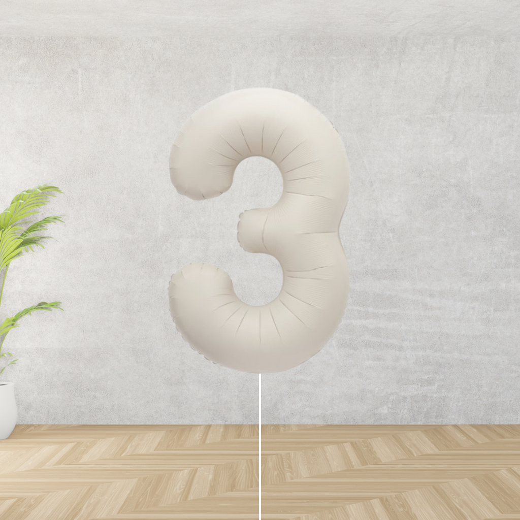 Large Nude Matt Number 3 Balloon