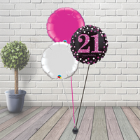 21st Black & Pink Balloon Cluster
