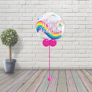 Birthday Rainbow Unicorns Bubble Balloon
