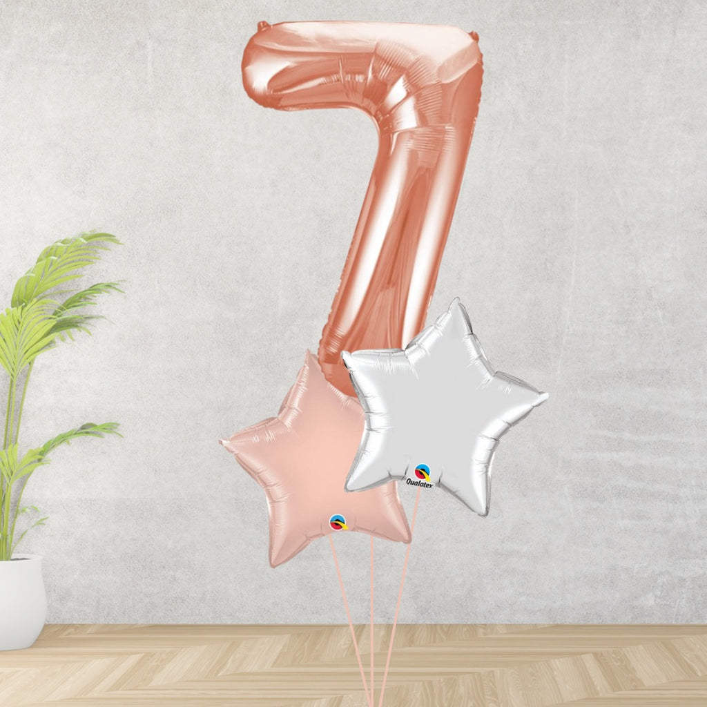 Large Rose Gold Number 7 Bouquet