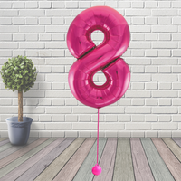 Large Pink Number 8 Balloon