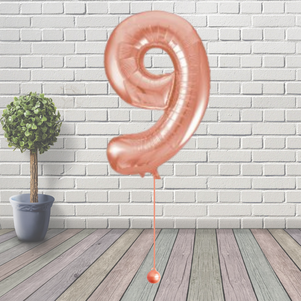 Large Rose Gold Number 9 Balloon
