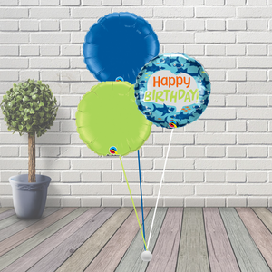 Shark Birthday Balloon Cluster