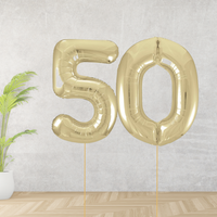 Gold Age 50 Number Balloons