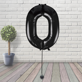 Large Black Number 0 Balloon