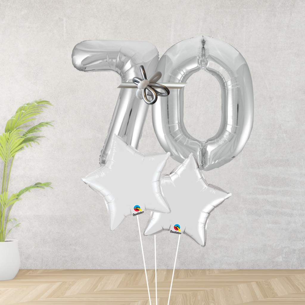 Age 70 Large Silver Double Number Display