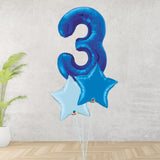 Large Blue Number 3 Bouquet