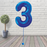 Large Blue Number 3 Balloon