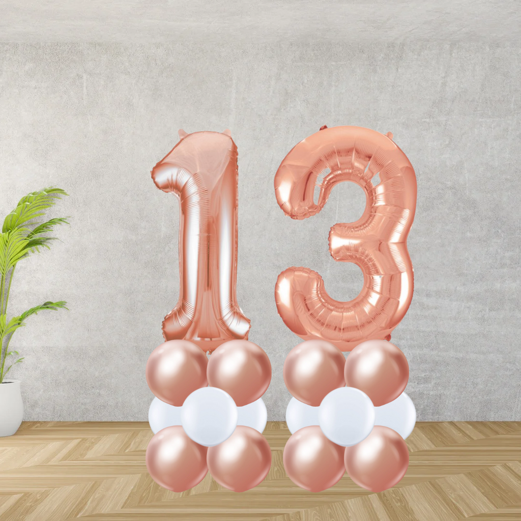 Floor Standing Rose Gold Number Age 13 Stacks