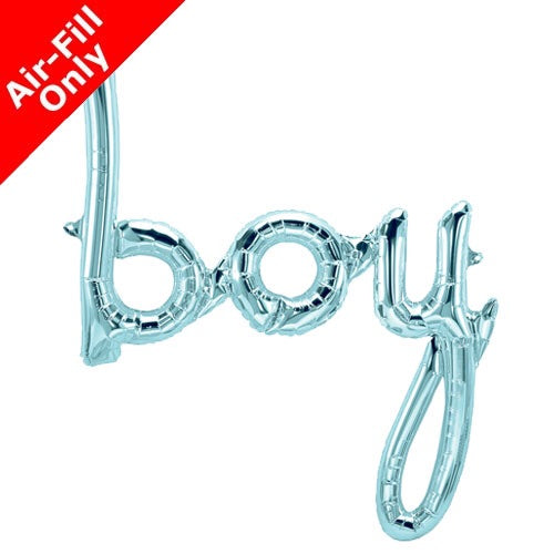 33” Boy Pastel Blue Script Foil Balloon