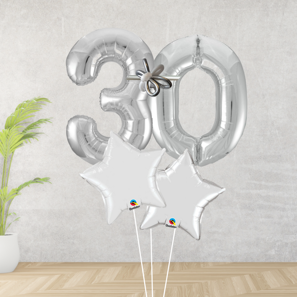 Age 30 Large Silver Double Number Display