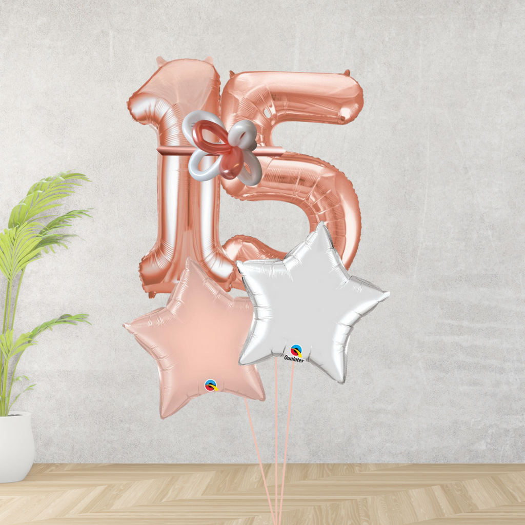 Age 15 Large Rose Gold Double Number Display