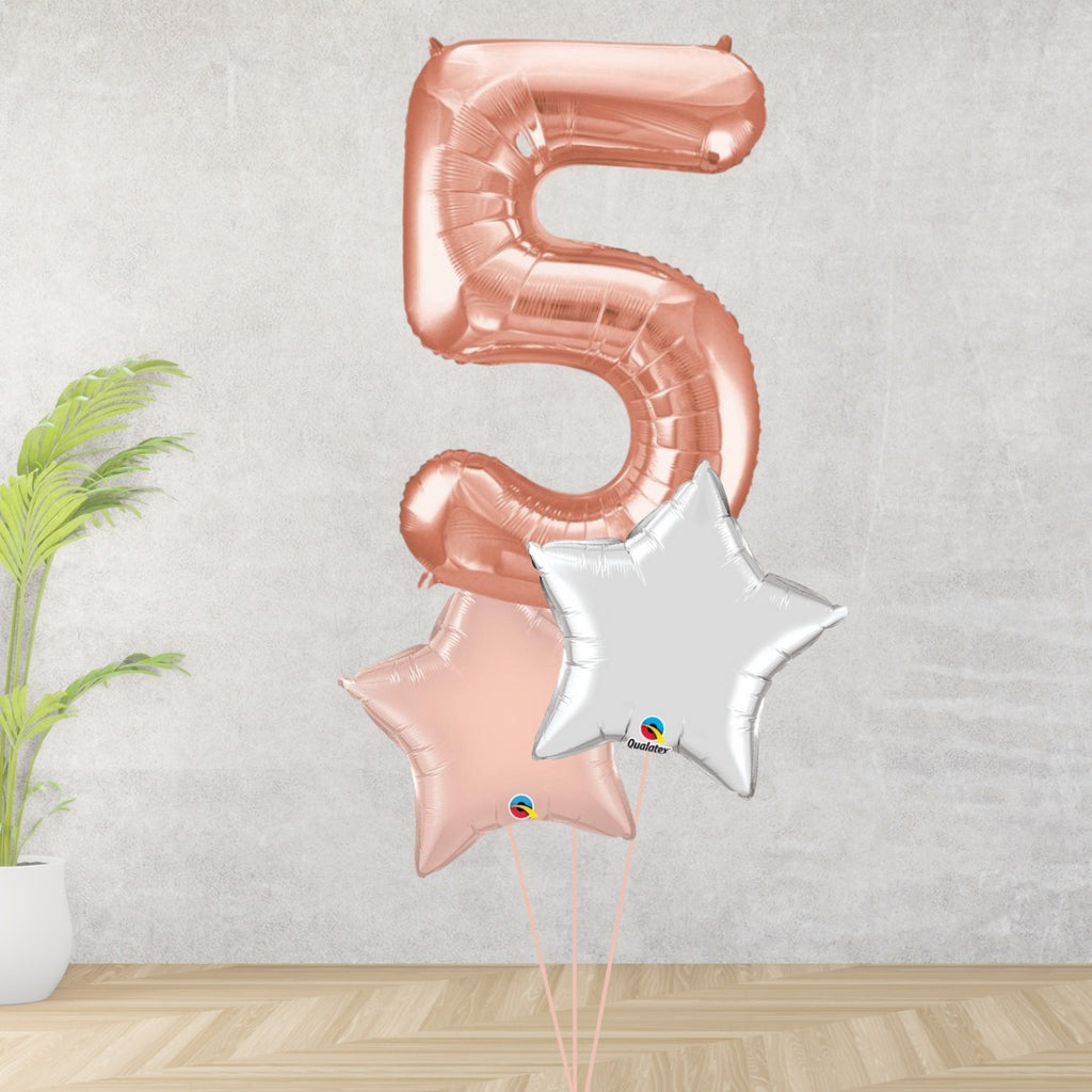 Large Rose Gold Number 5 Bouquet