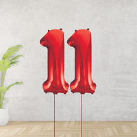 Large Red Age 11 Number Balloons
