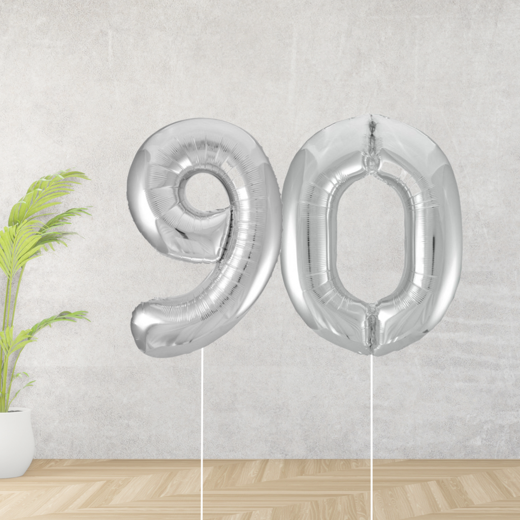 Silver Age 90 Number Balloons