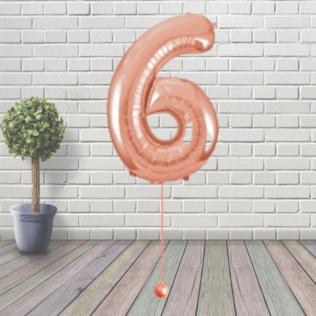 Large Rose Gold Number 6 Balloon