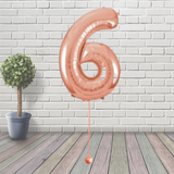 Large Rose Gold Number 6 Balloon