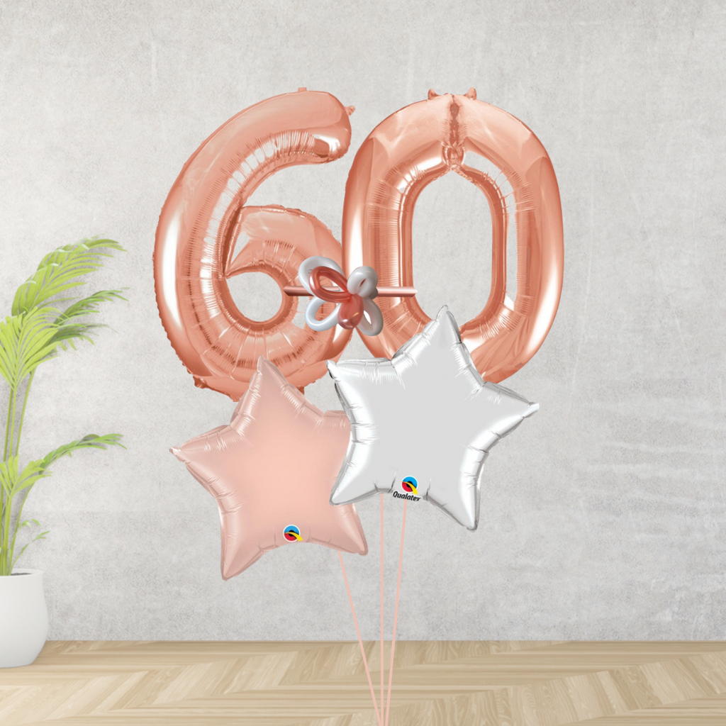 Age 60 Rose Gold Double Number Display