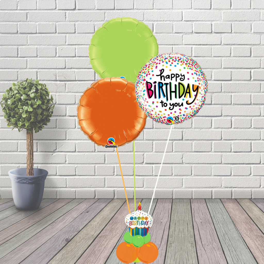 Deluxe Happy Birthday Dots Balloon Cluster