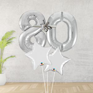 Age 80 Large Silver Double Number Display