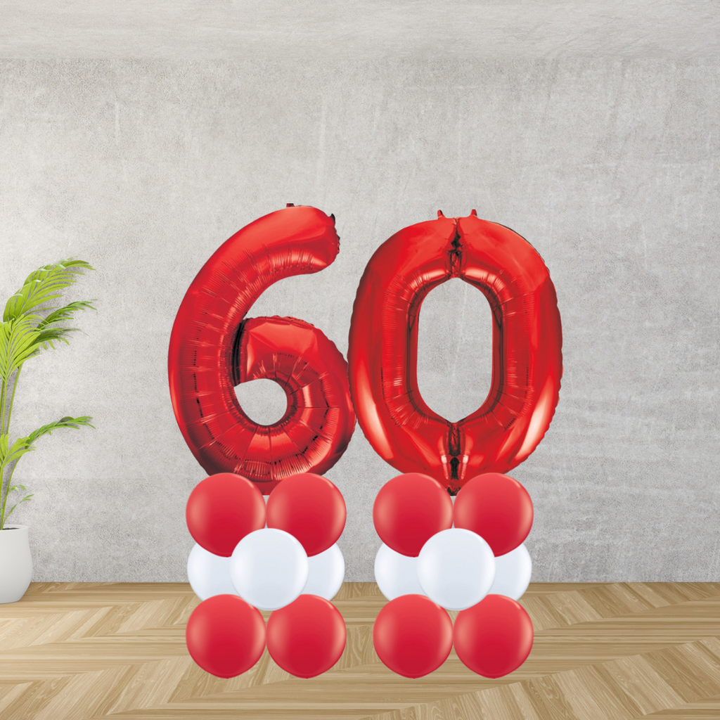 Floor Standing Red Number Age 60 Stacks