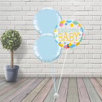 Welcome Baby Blue Balloon Cluster