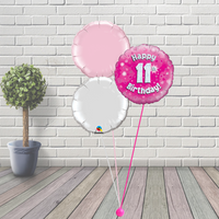 11th Birthday Pink Balloon Cluster