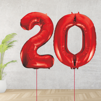 Large Red Age 20 Number Balloons