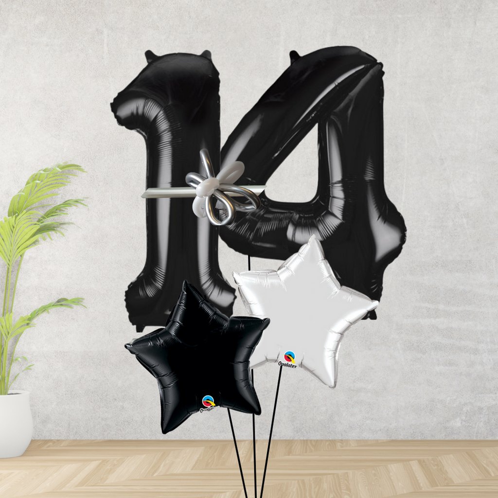 Age 14 Large Black Double Number Display