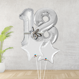 Age 18 Large Silver Double Number Display