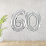 Silver Age 60 Number Balloons