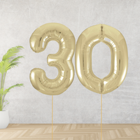Gold Age 30 Number Balloons