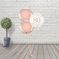 Age 80 Rose Gold & White Fizz Balloon Cluster