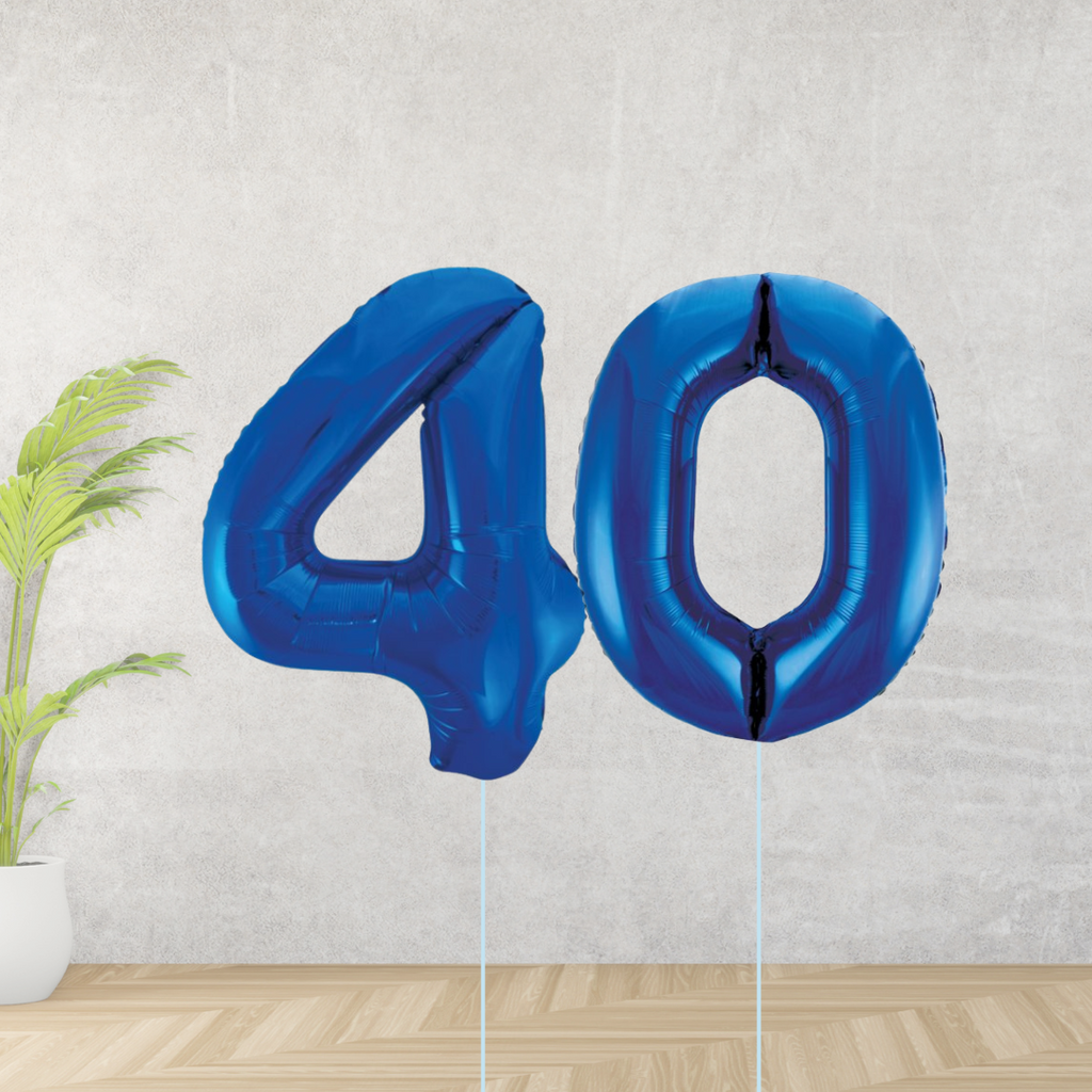 Blue Age 40 Number Balloons