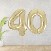 Gold Age 40 Number Balloons