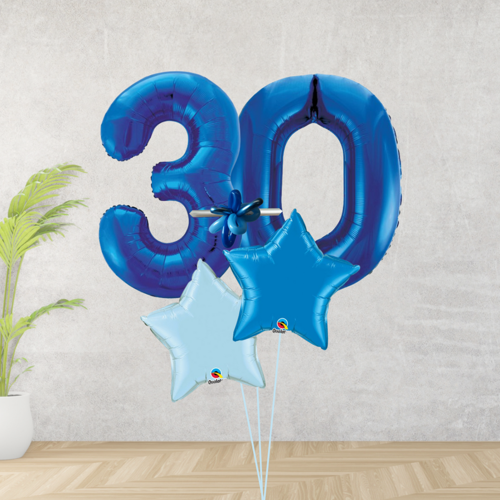 Age 30 Large Blue Double Number Display