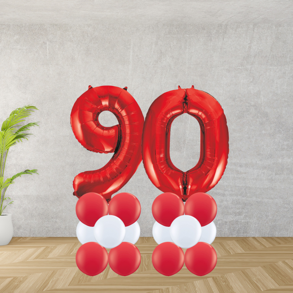 Floor Standing Red Number Age 90 Stacks