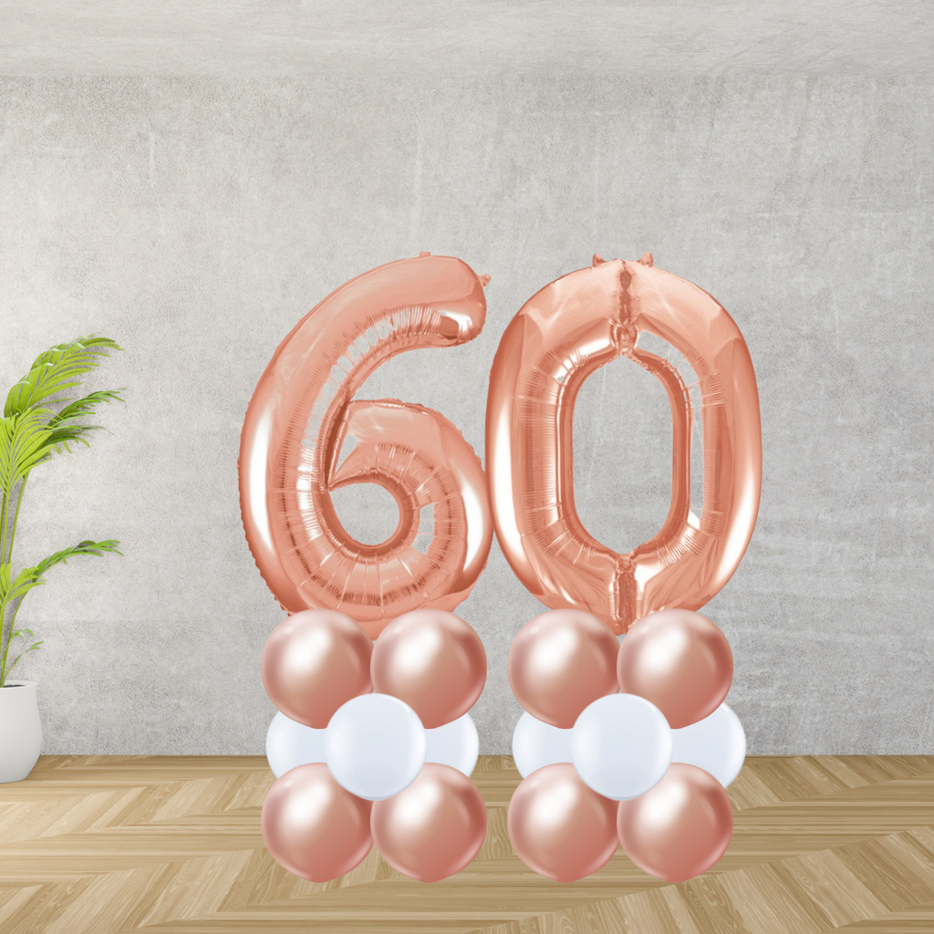 Floor Standing Rose Gold Number Age 60 Stacks