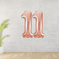 Large Rose Gold Age 11 Number Balloons