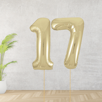Large Gold Age 17 Number Balloons