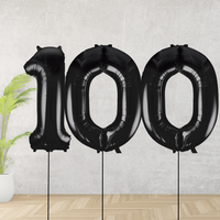 Black Age 100 Number Balloons