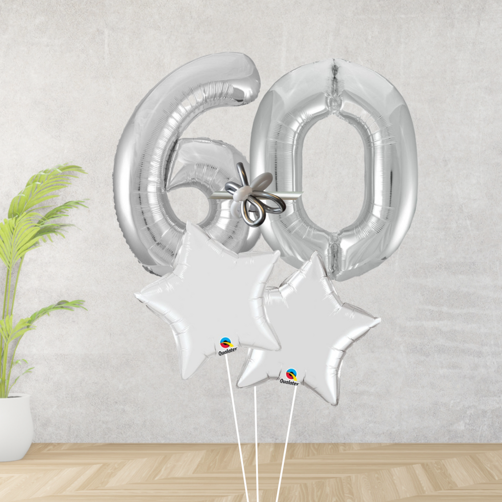 Age 60 Large Silver Double Number Display