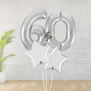 Age 60 Large Silver Double Number Display